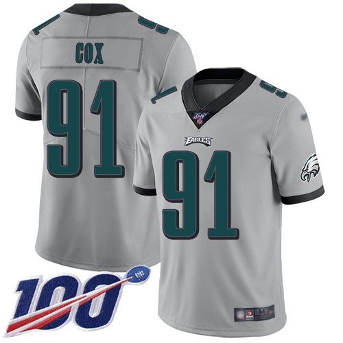 Men Philadelphia Eagles #91 Fletcher Cox Limited Silver Inverted Legend NFL Jersey 100th Season Football->philadelphia eagles->NFL Jersey